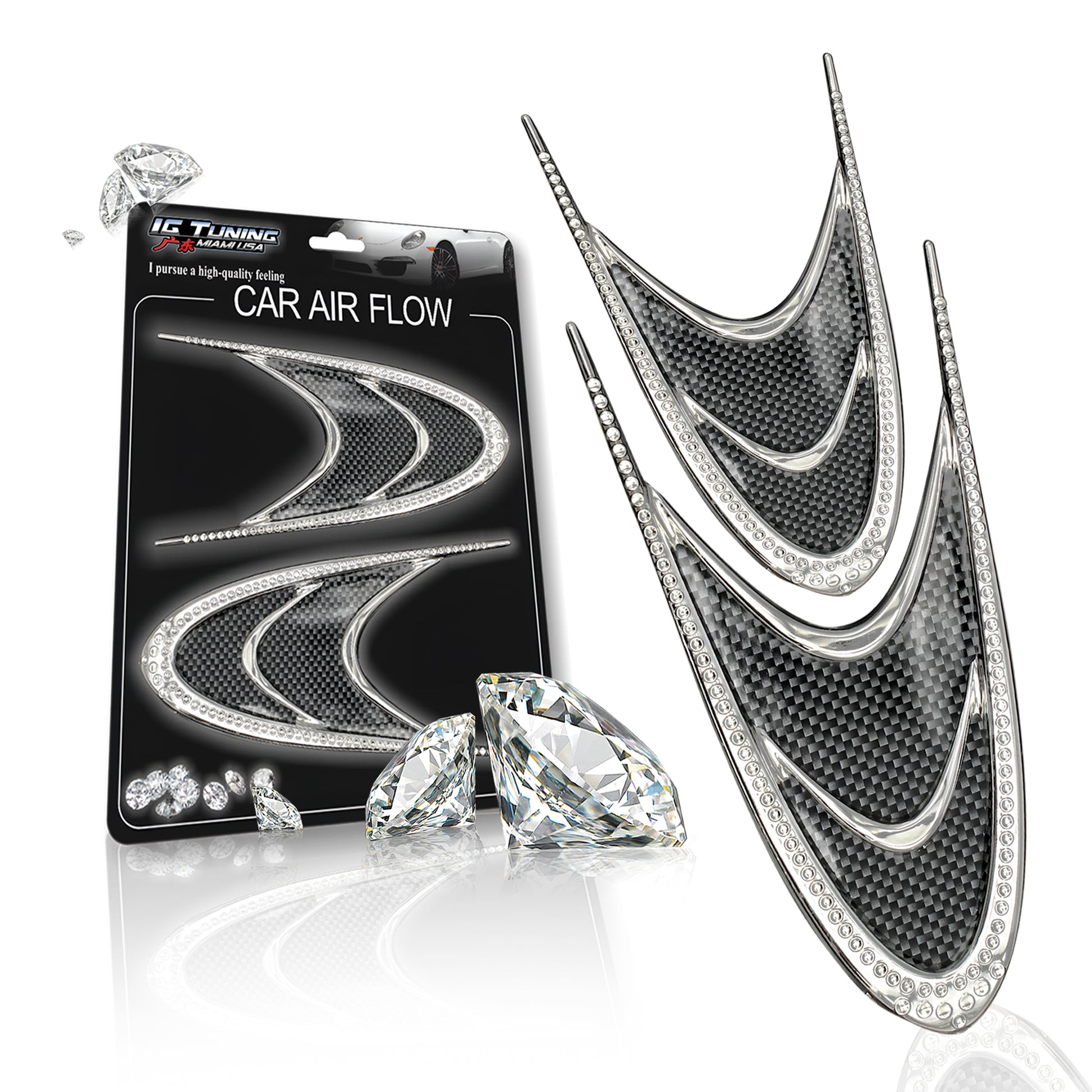 Car Air Flow 2 pcs Luxury Black image 0