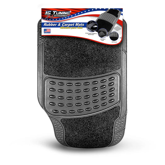 Rubber  & Carpet Floor Mat 4  Pcs Black image 0