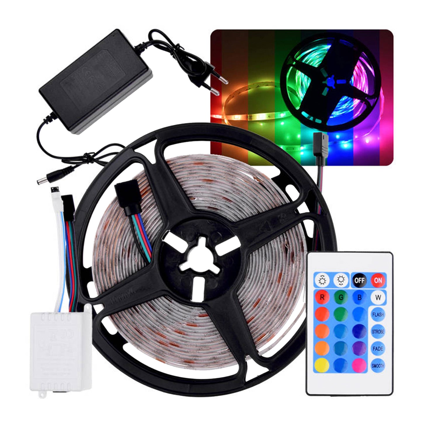 5Mts  270 Led 12V Adhesive Colors Control image 0