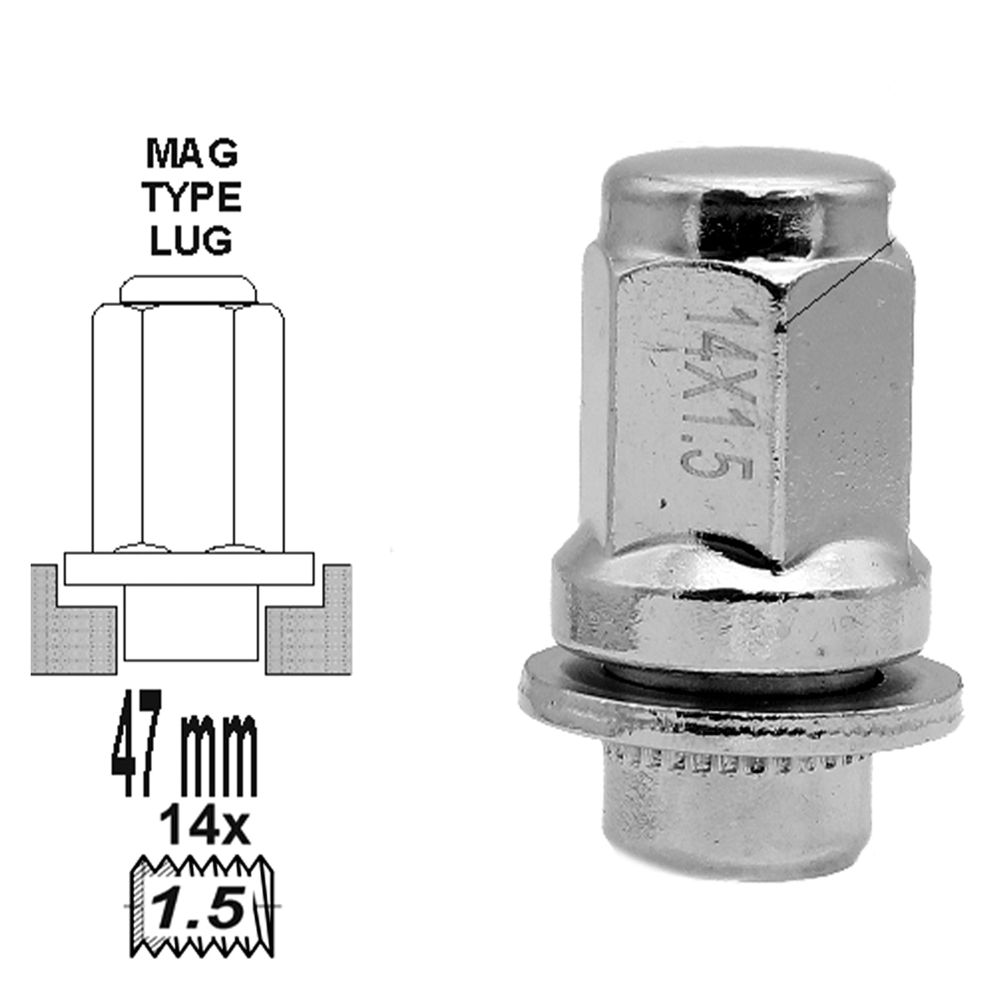 Duplex MAG Attached Washer L47 14 x 1.50 image 0