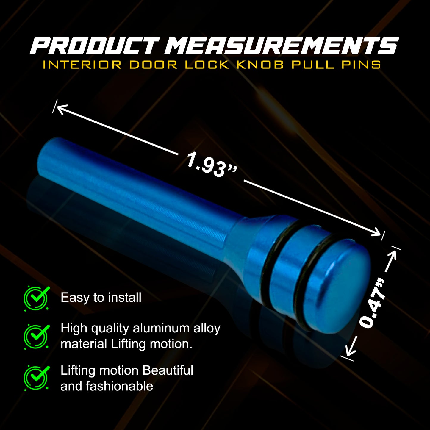2 Pcs Car Door Lock Knobs Blue image 1