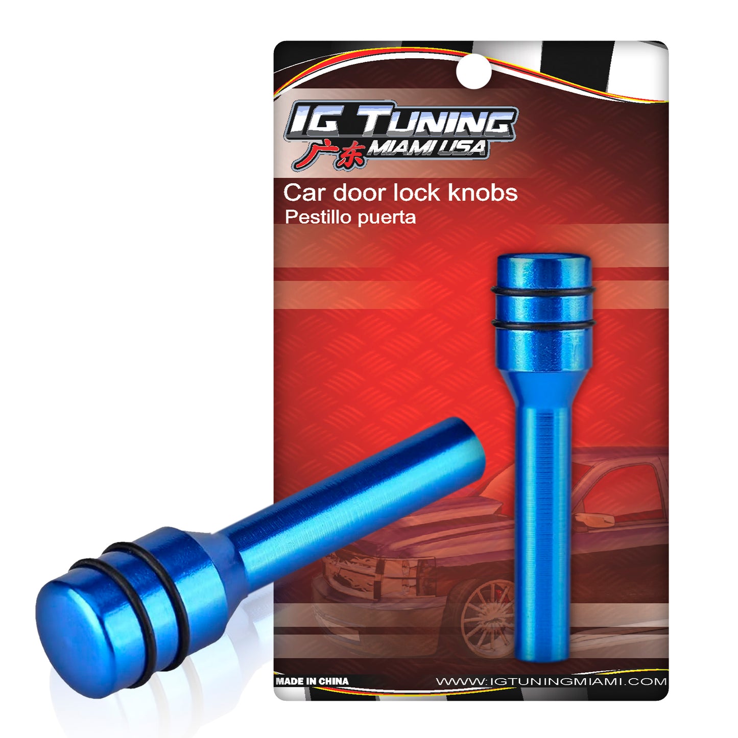 2 Pcs Car Door Lock Knobs Blue image 0