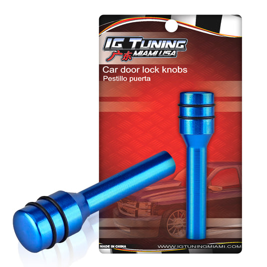 2 Pcs Car Door Lock Knobs Blue image 0