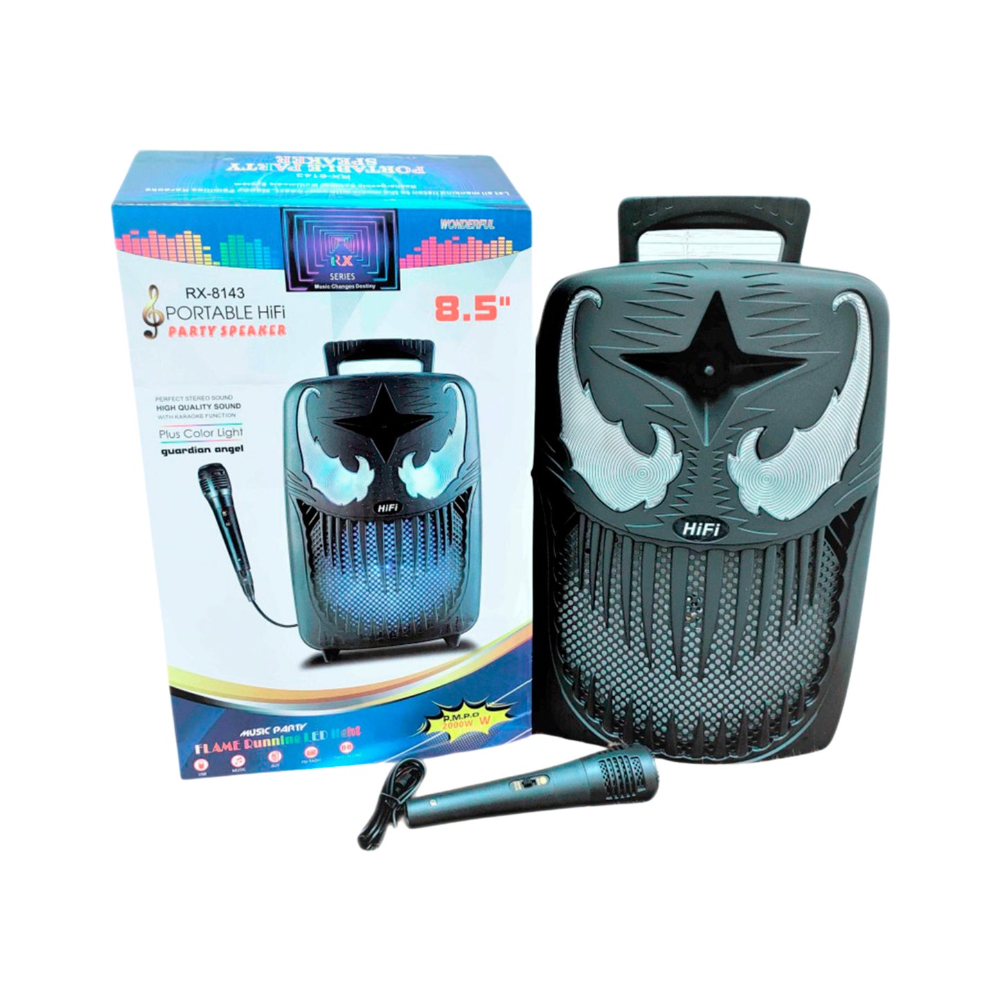 Port Speaker 2000W Angel Mic Bt Tf Usb Fm  Led Aux Remote image 0