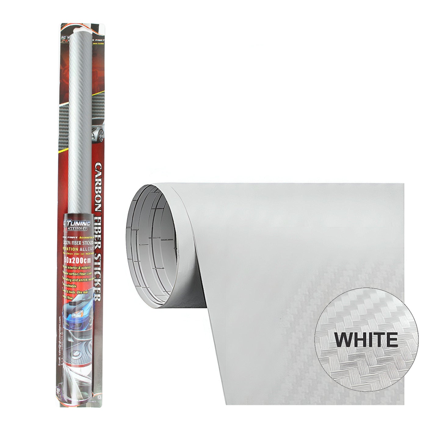 200x50 cm White Carbon Fiber Paper image 0