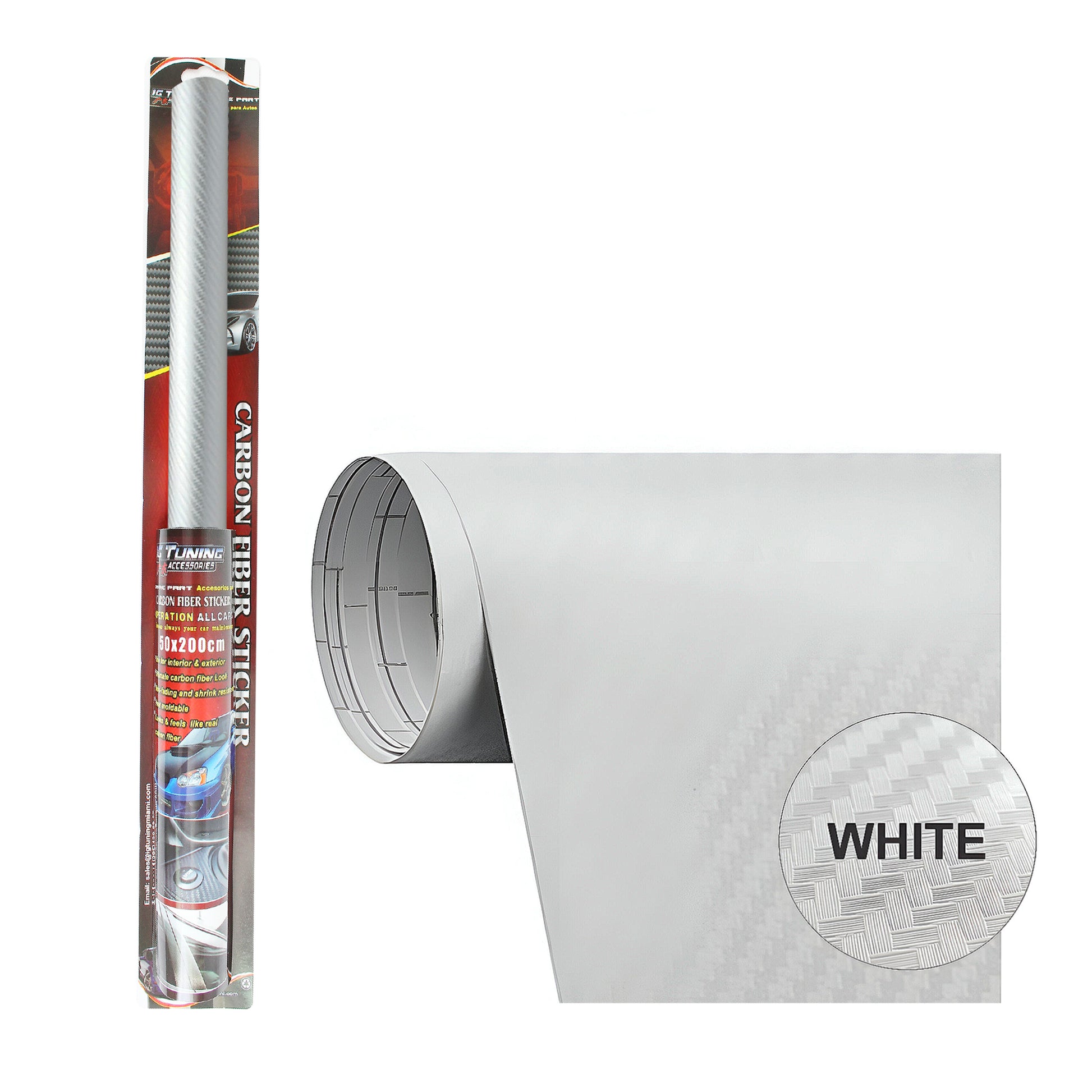 200x50 cm White Carbon Fiber Paper image 0