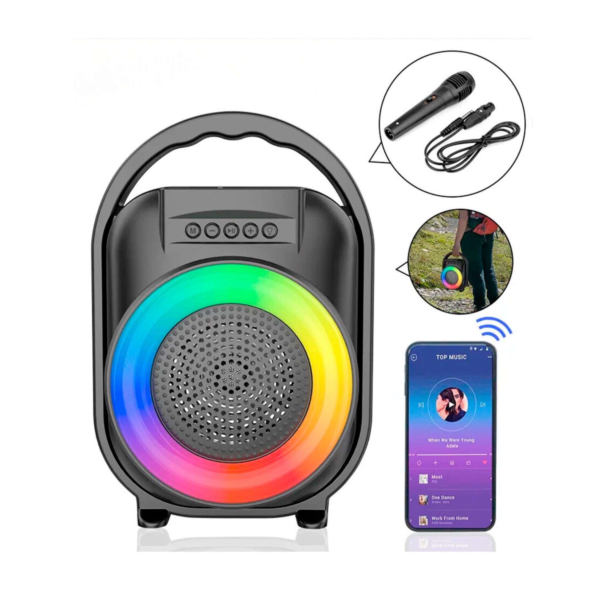Port Speaker 8W 4 Inch Fm Bt Tf Usb Led Aux Remote image 0