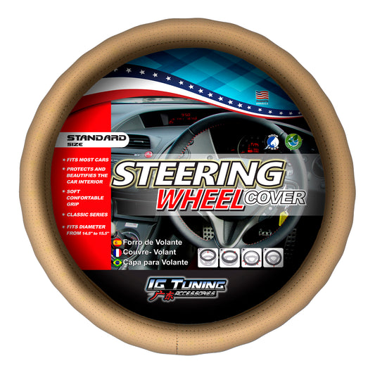 Beige Wavy Steering Wheel Cover image 0