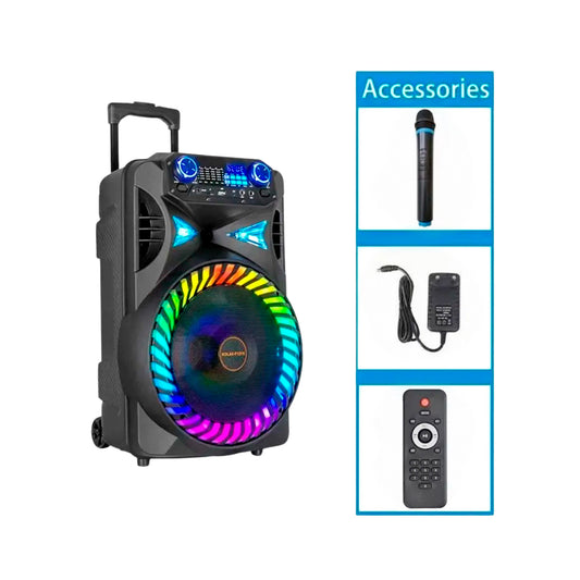 Port Speaker 40W Wless Mic Bt Tf Usb Fm  Led Aux Remote image 0