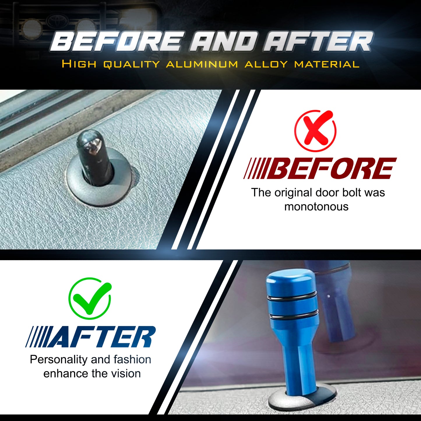 2 Pcs Car Door Lock Knobs Blue image 3