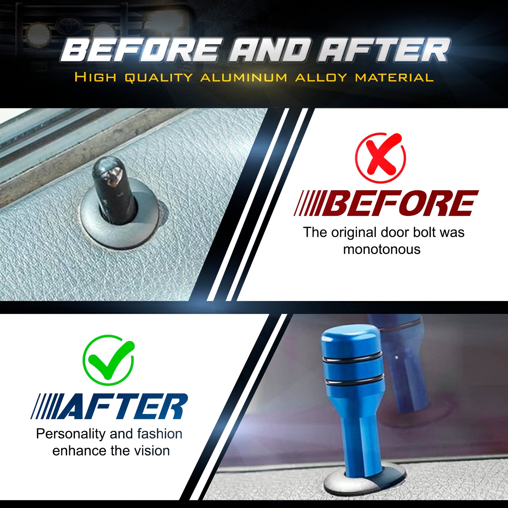 2 Pcs Car Door Lock Knobs Blue image 3