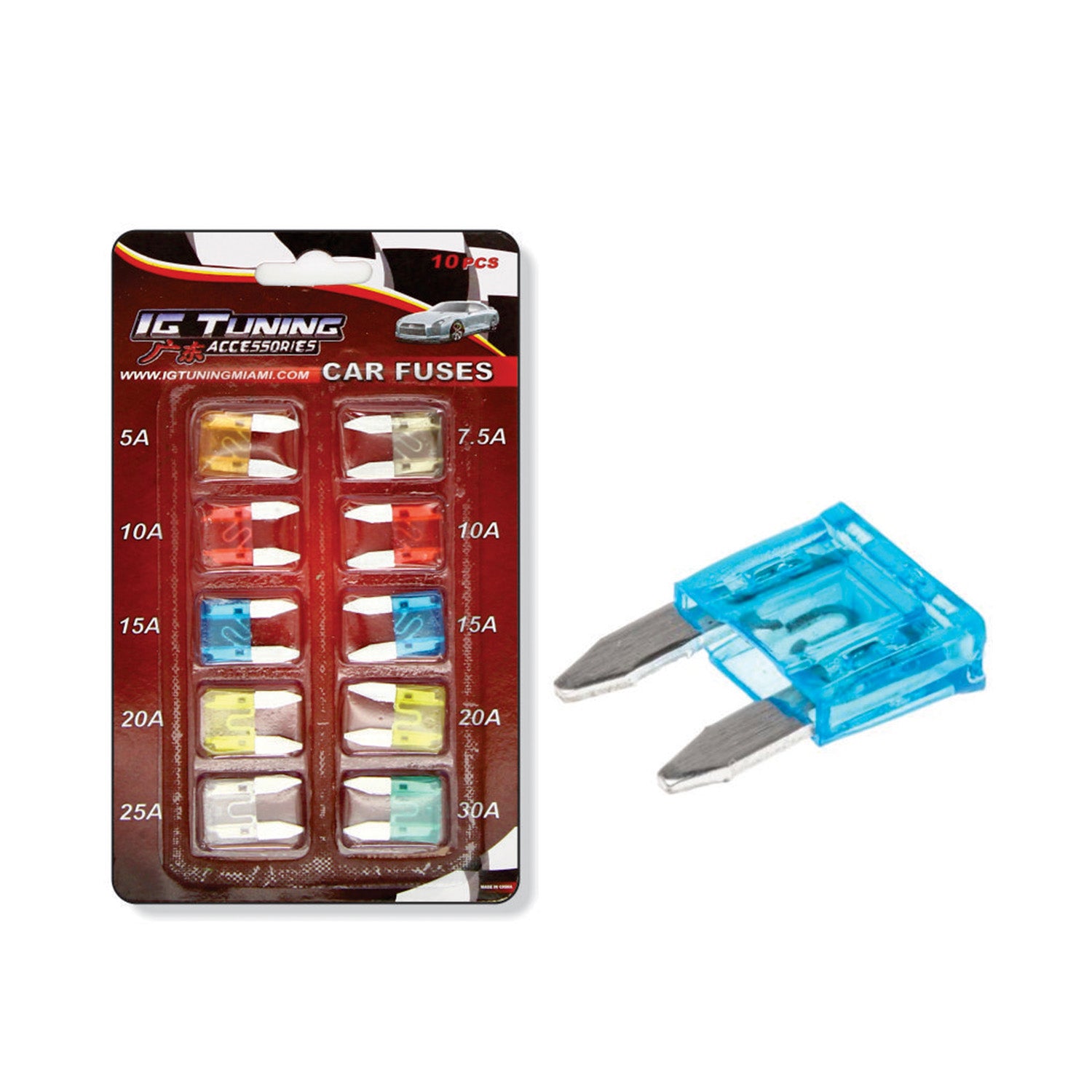 Kit  Of 10  Mini Fuses Various Amps image 0