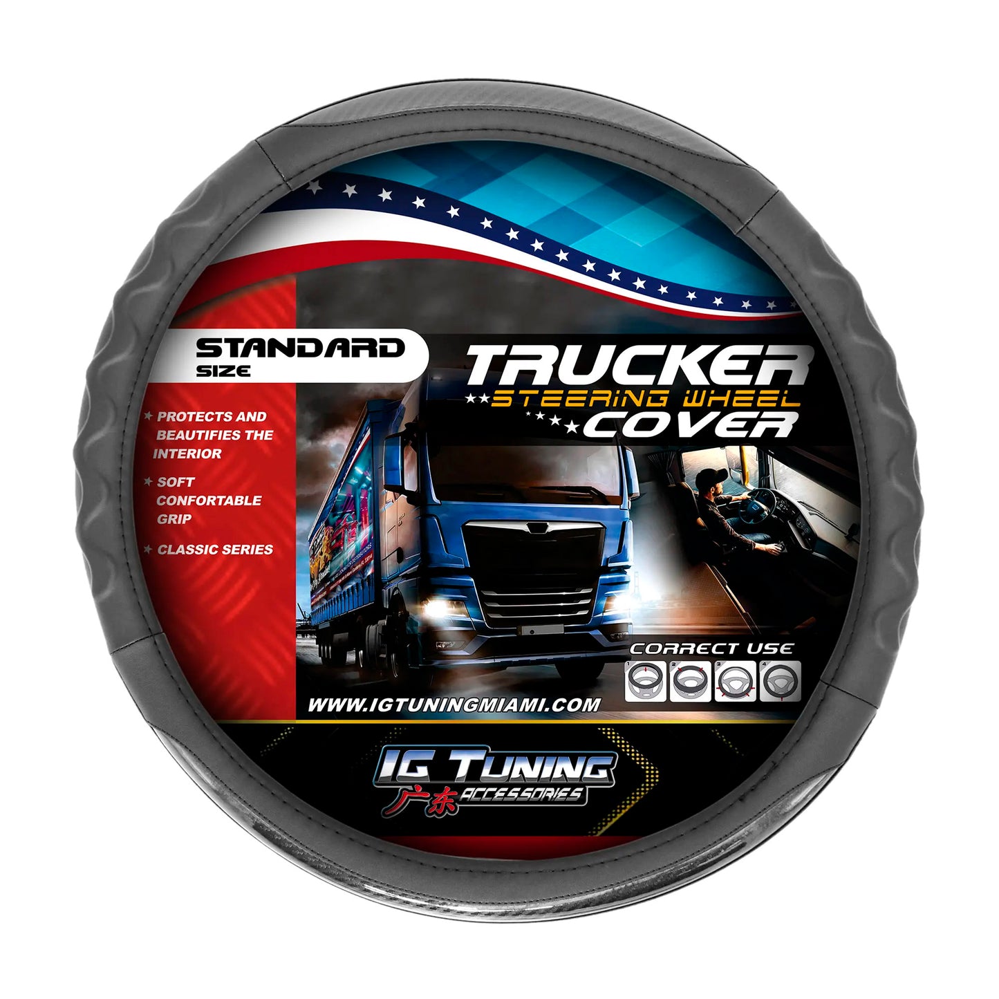 Black Steering Wheel Cover 16.53 inch image 0