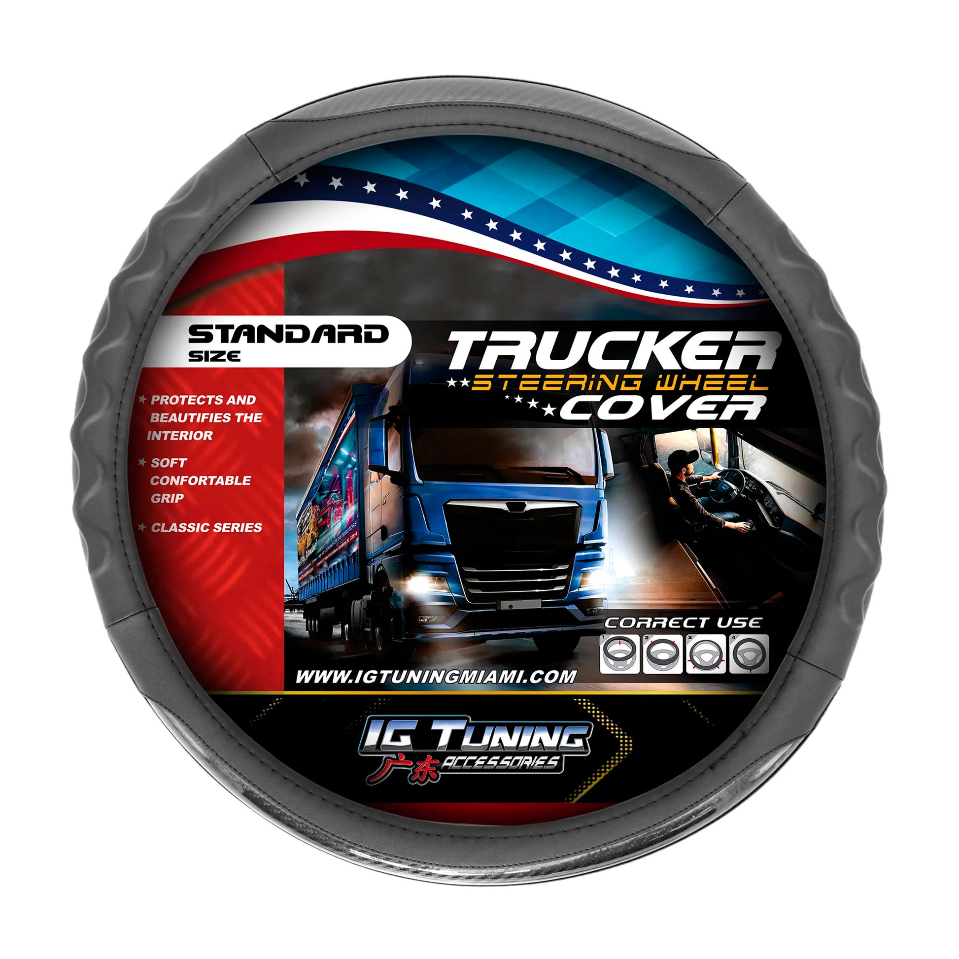 Black Steering Wheel Cover 16.53 inch image 0