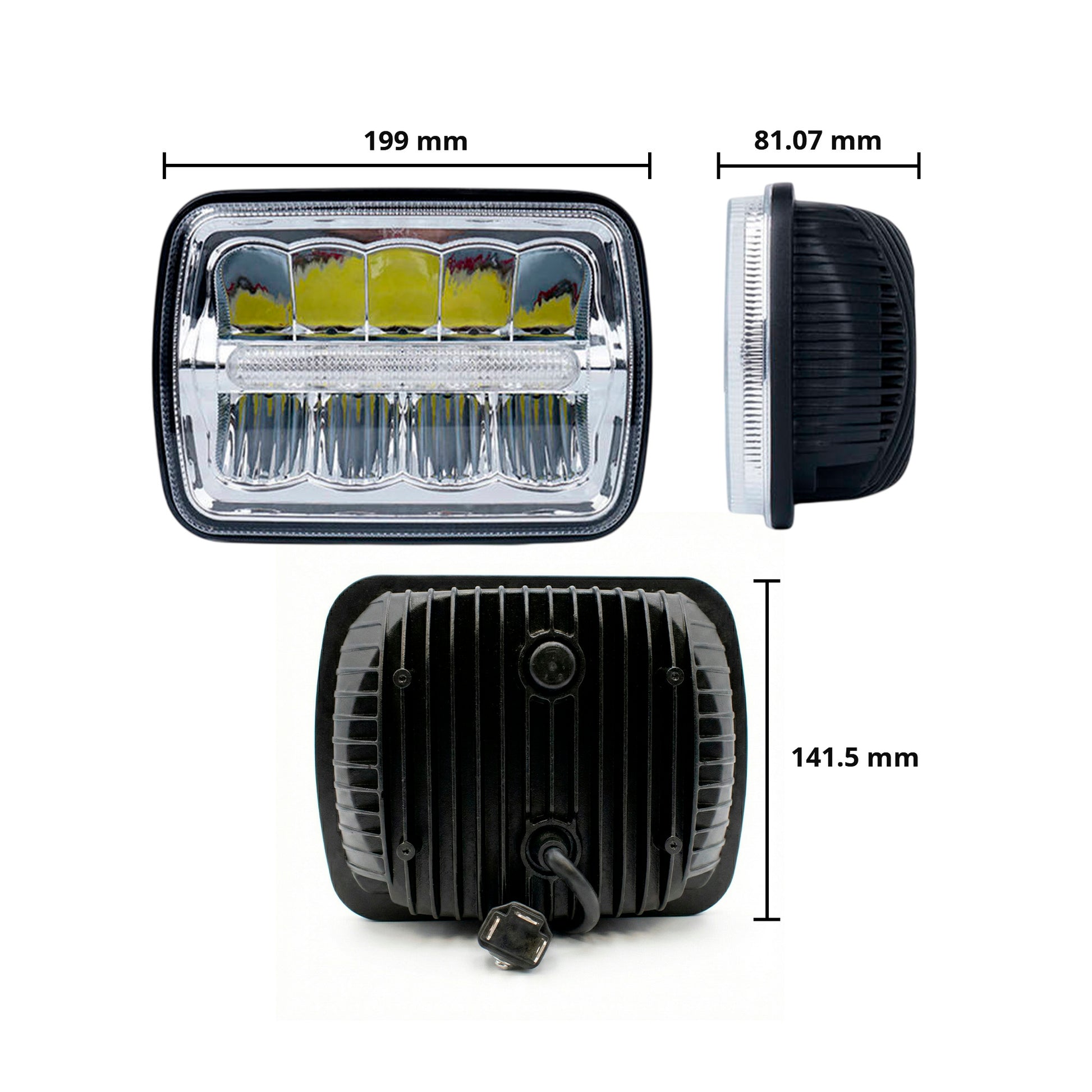 LED HeadLamp Chrome background 5x7" 1pcs image 1