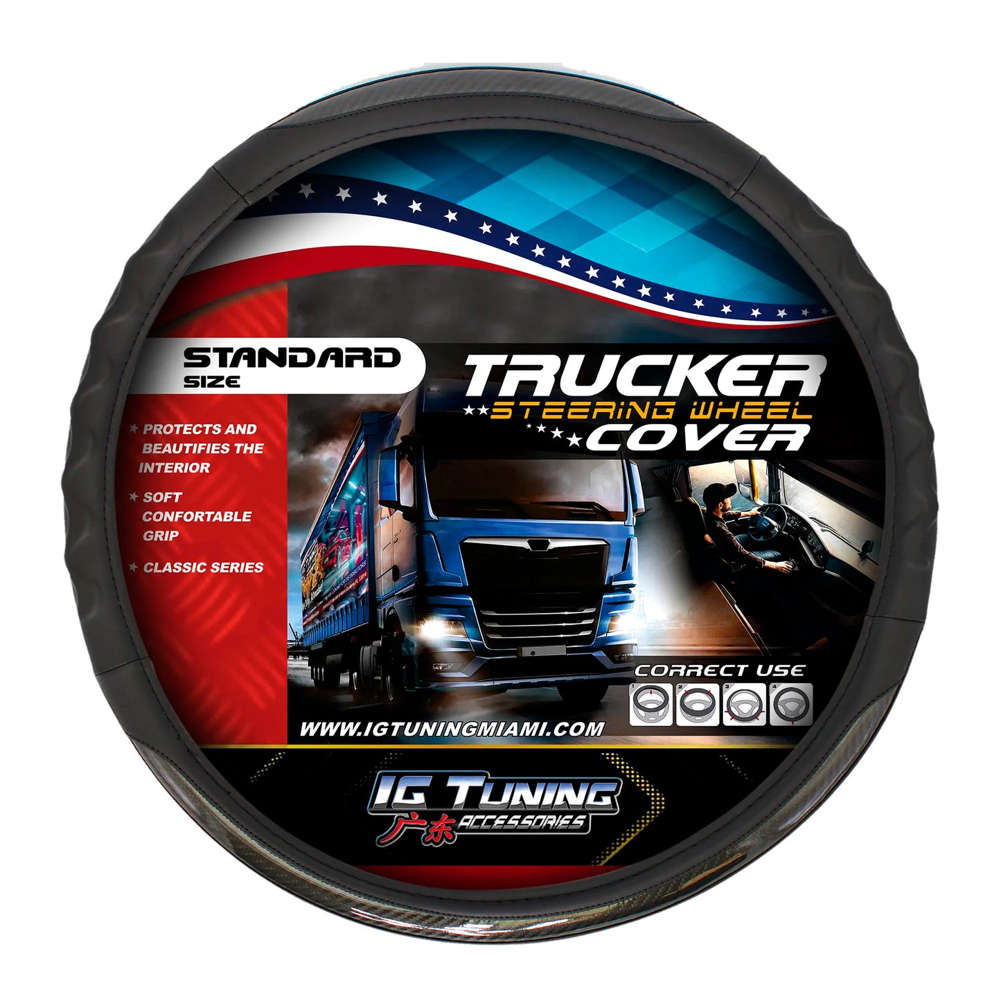 Black Steering Wheel Cover 19.68 inch image 0