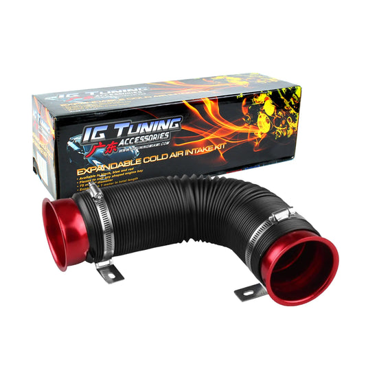 Flexi Adjus. Air Intake Inlet Pipe Hose Tube Red image 0