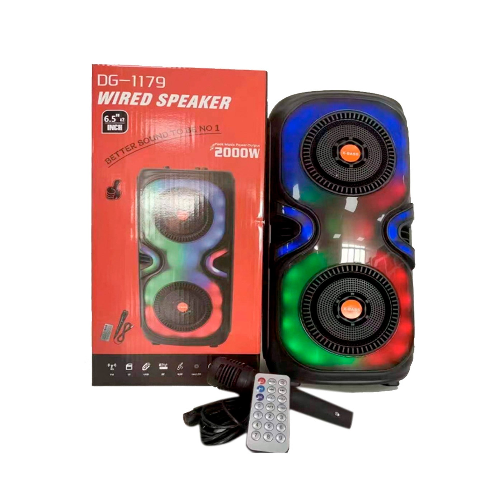 Port Speaker 2000W Wless Mic Bt Tf Usb Fm  Led Aux Remote image 0