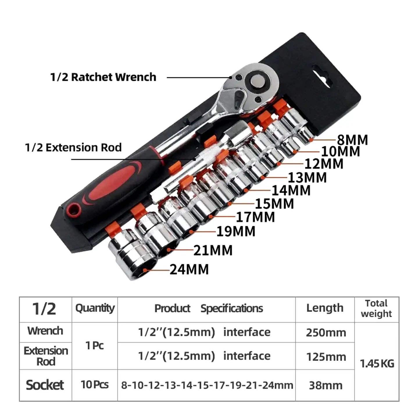 12-piece ratchet wrench set 1/4 image 1