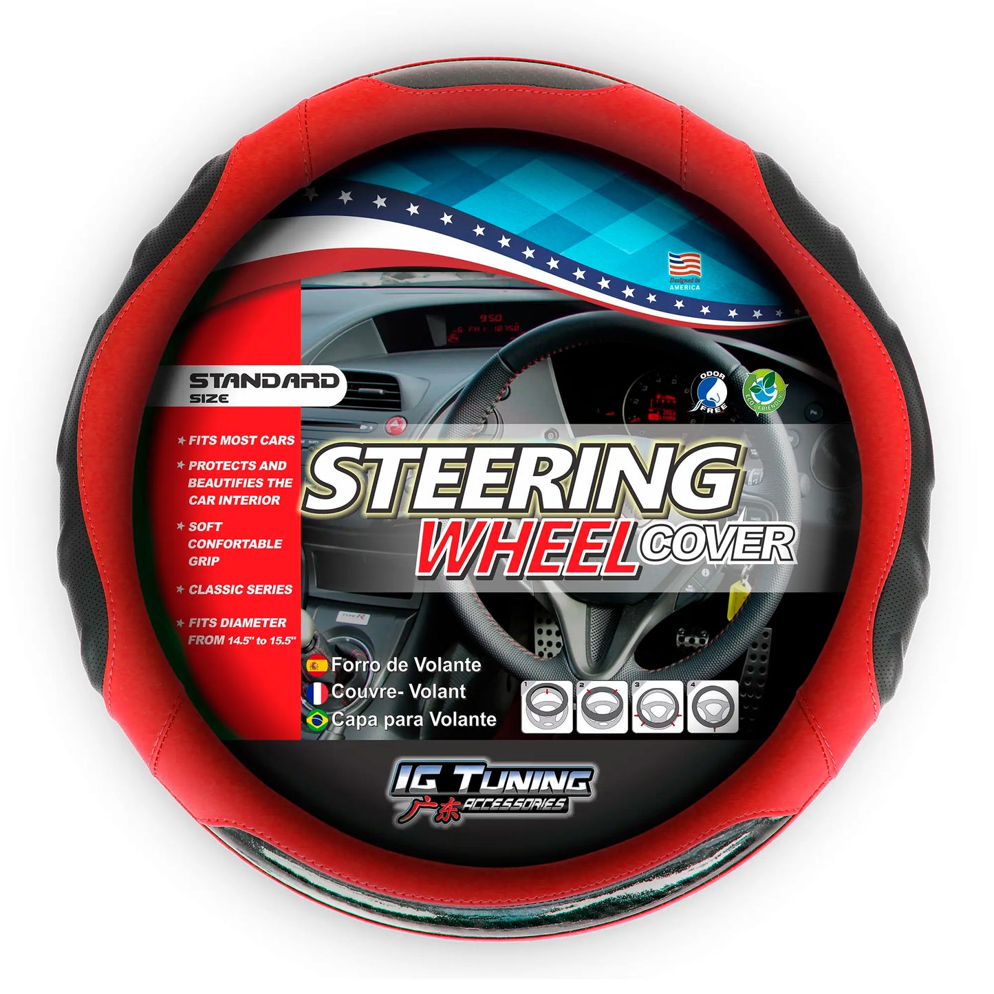 Steering wheel Cover Racing Red image 0