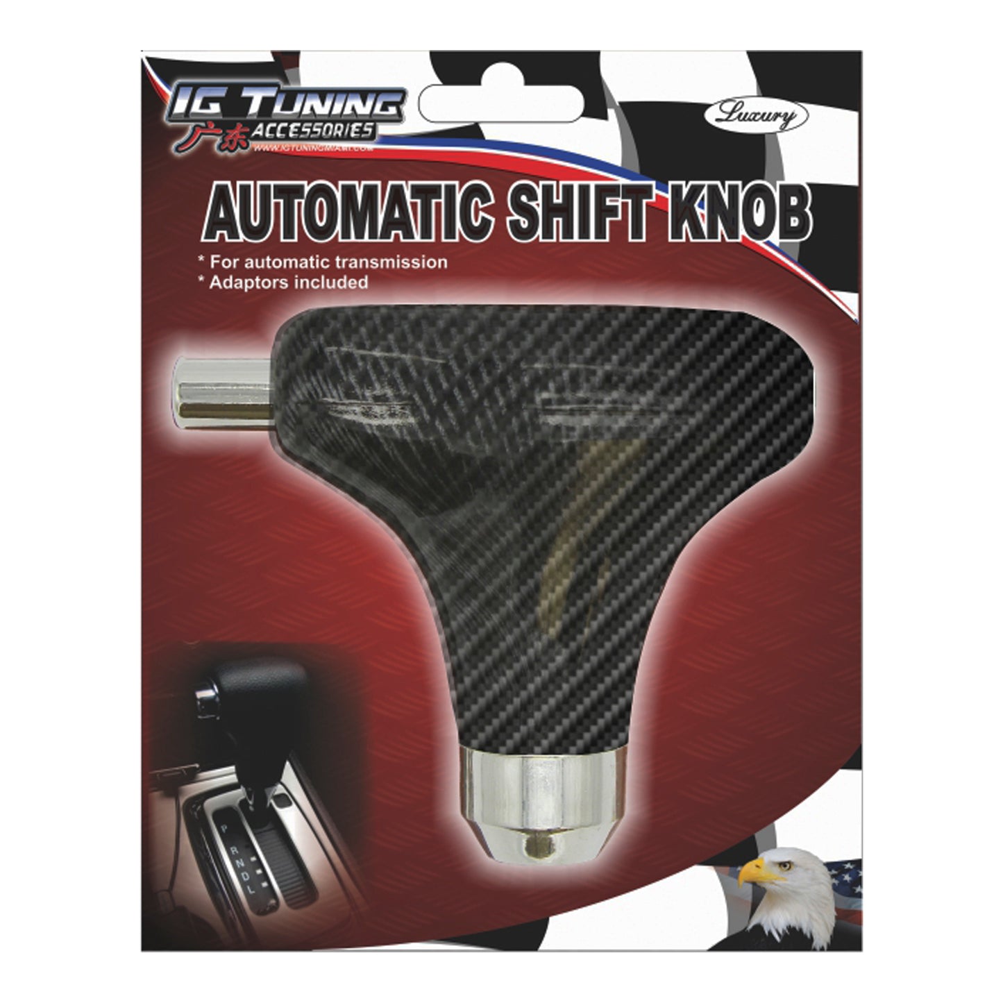 Automatic gear shifter knob with button Carbon image 0
