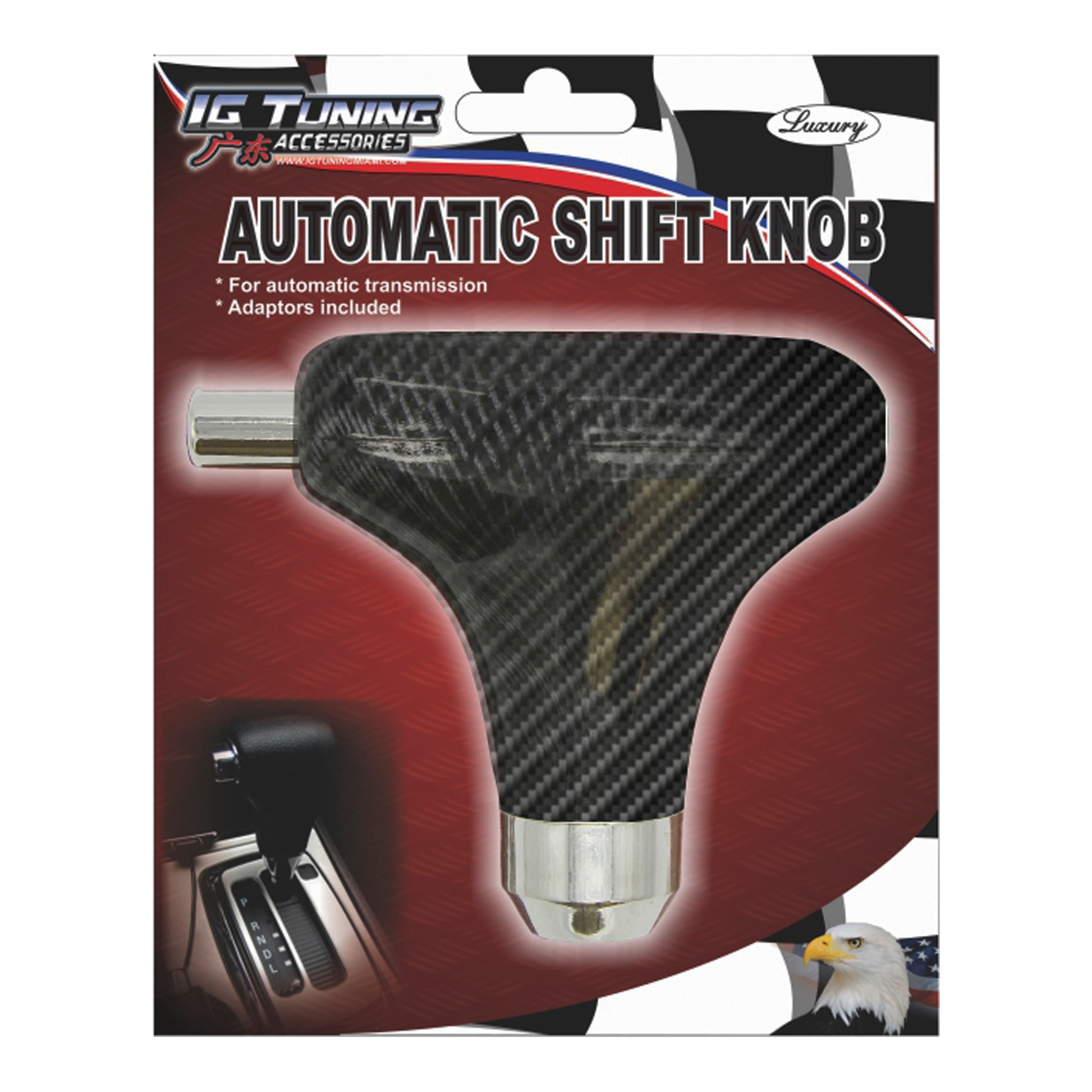 Automatic gear shifter knob with button Carbon image 0