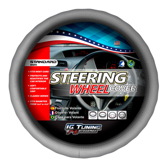 Gray Wavy Steering Wheel Cover image 0