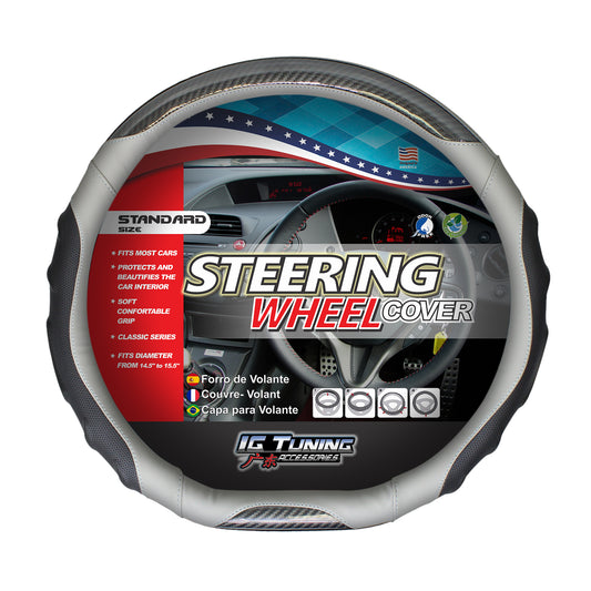 Steering Wheel Cover Waves Shape D Gray image 0