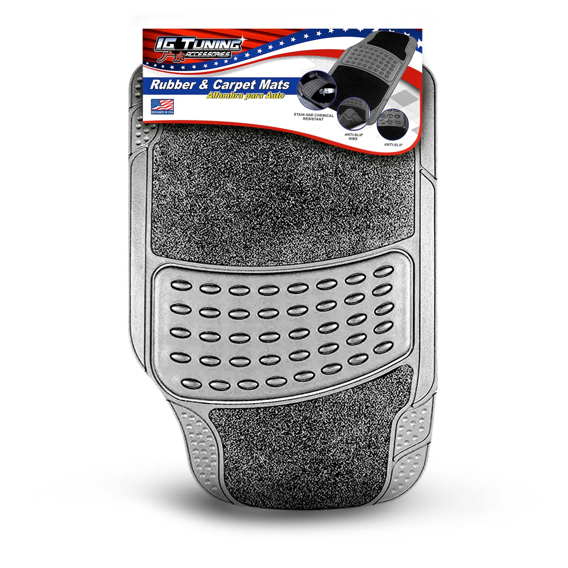 Rubber & Carpet Floor Mat 4 Pcs Gray image 0