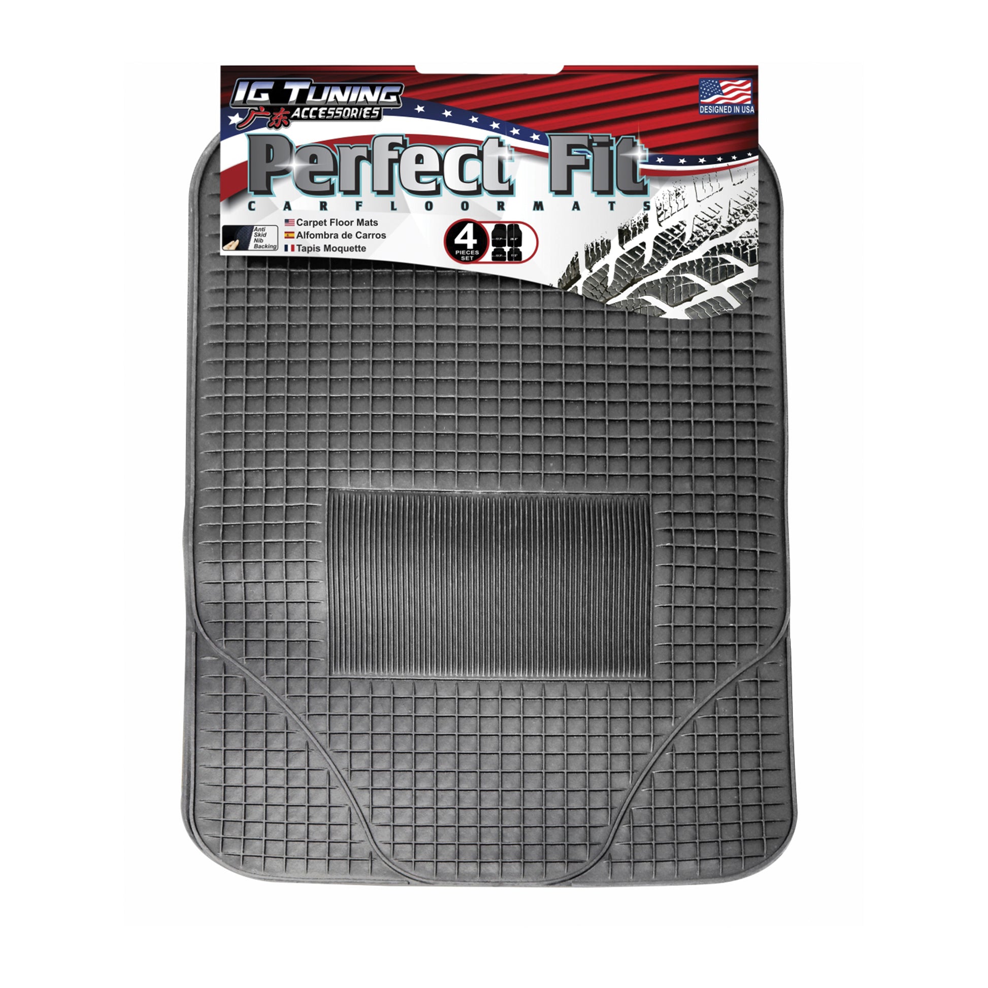 PVC Car Mats 4 Pcs Black Grill image 0