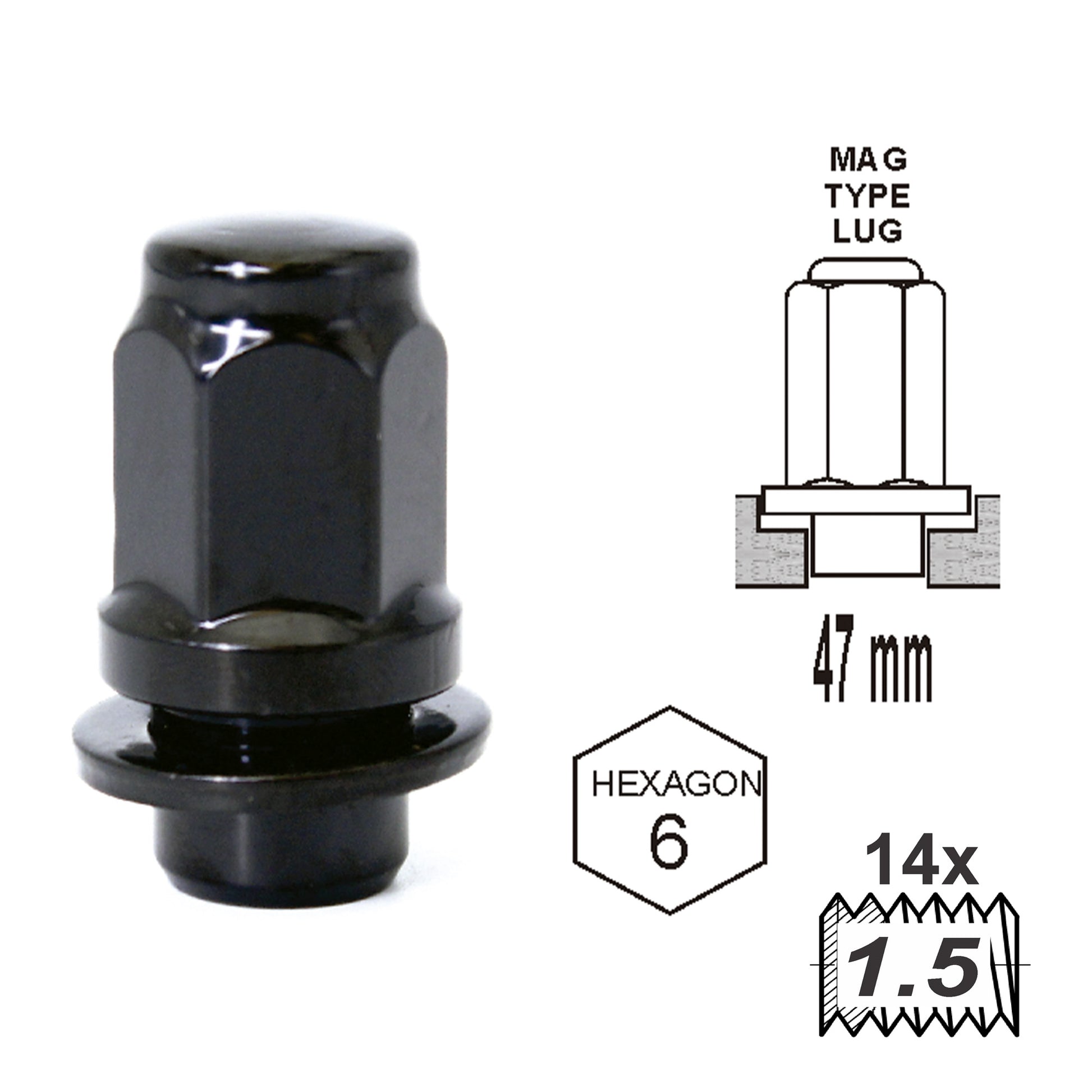 Duplex Mag Attached Washer L47 14 x 1.50 Black image 0