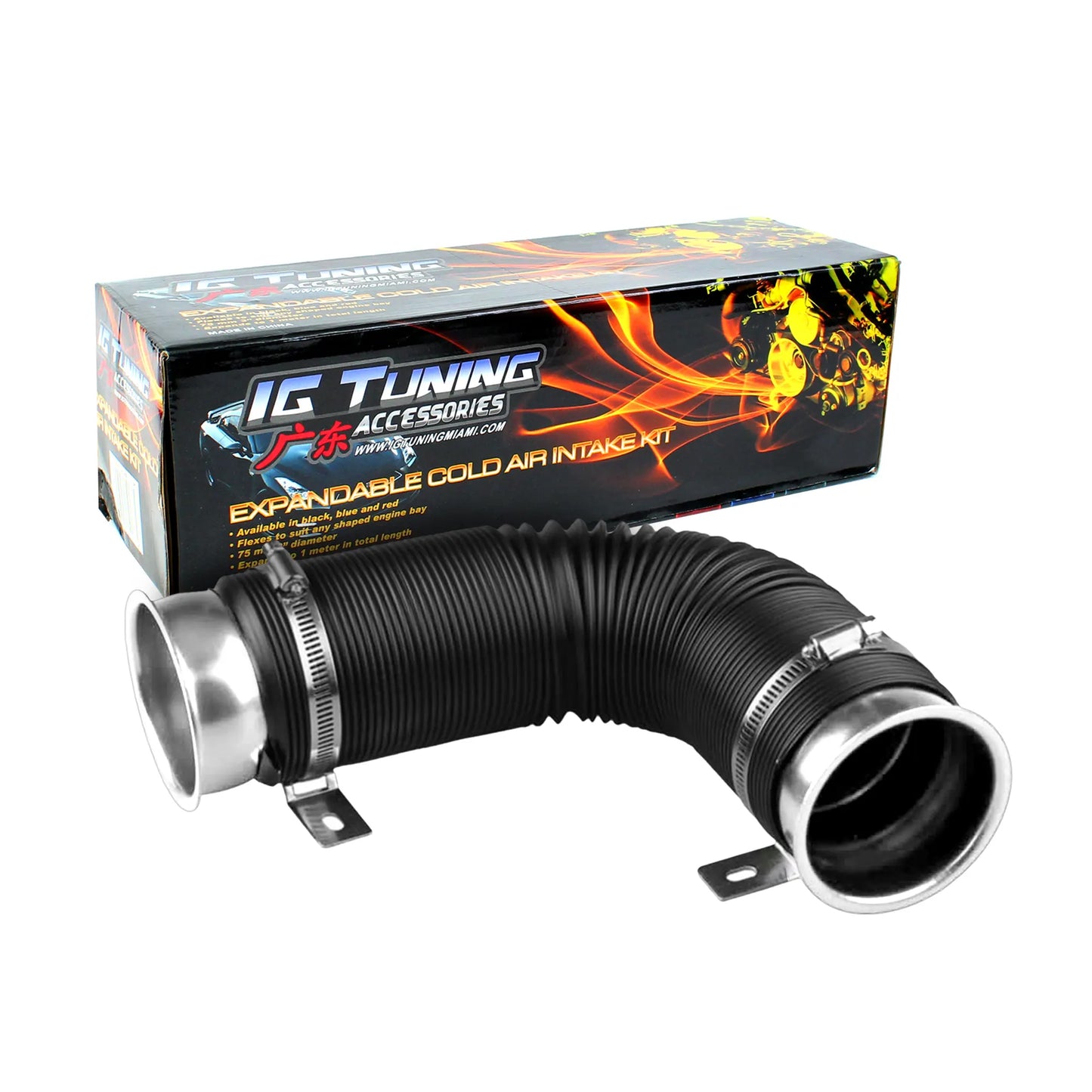Flexi Adjustable Air Intake Inlet Pipe Hose Chrome image 0