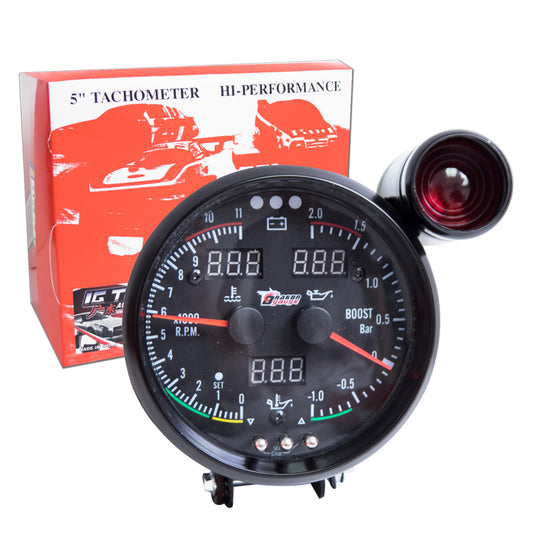 Black Background 5" Tachometer 6 in 1 Digital image 0